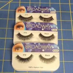 Broadway Black False Eyelashes #79 New Set Of 3